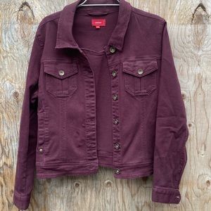 Contrast maroon denim jacket